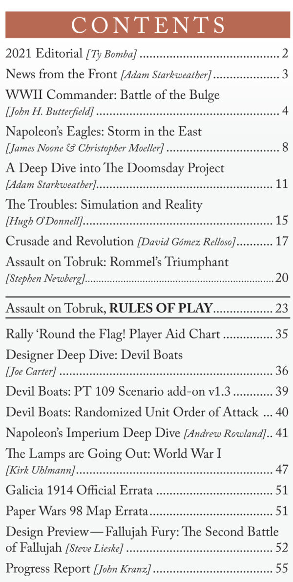 Paper Wars Issue 99 Table of Contents