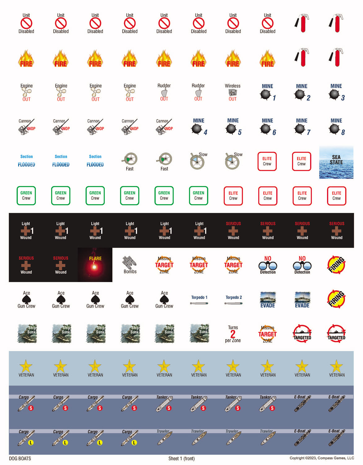 Dog Boats counter sheet (front)
