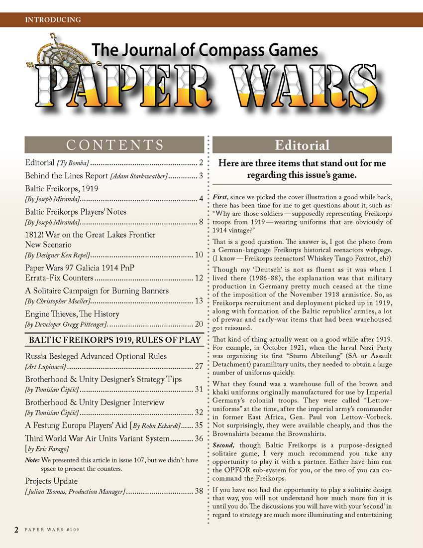 Paper Wars Subscription: Issues 109 to 112 – With Game – US Domestic ...