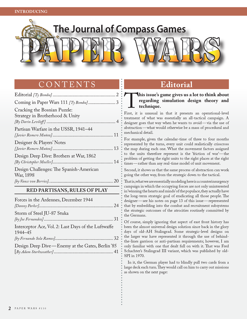 Paper Wars Subscription: Issues 109 to 112 – With Game – US